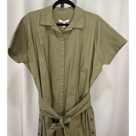 Derek Lam 10 Crosby Mikala Cotton-Poplin Midi Shirt Dress Oregano Size Large NWT - Picture 4 of 13